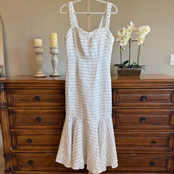 MISA Los Angeles Elke Tweed Midi Dress Medium NWT Metallic Revolve - Picture 2 of 9